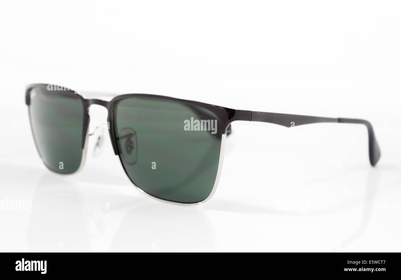 Green lens sunglasses isolated on white background, stock photo Stock