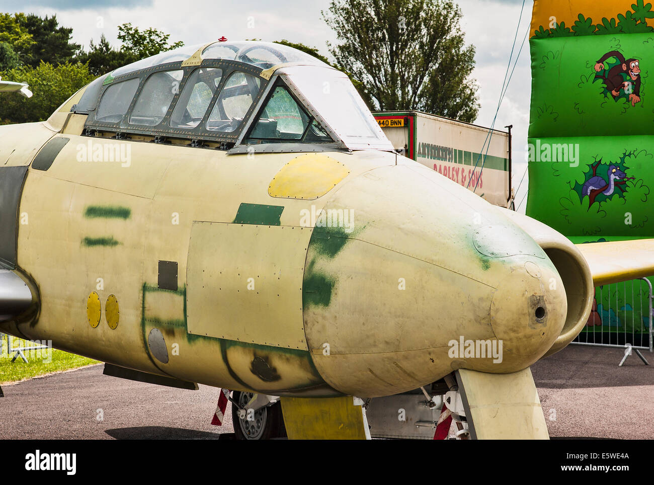 Front section of Gloster Meteor Mk T7 midst restoration in UK Stock Photo