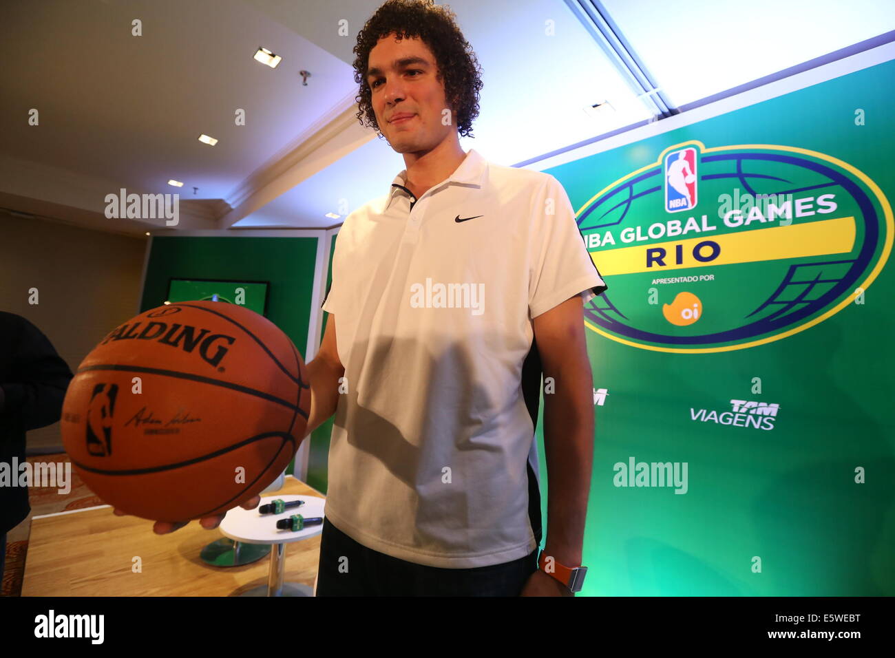 RJ - BASQUETE/NBA/COLETIVA - ESPORTES - O jogador brasileiro Anderson  Varejão, ala/pivô do Cleveland Cavaliers, durante coletiva de imprensa  organizada pela NBA antes do jogo entre Miami Heat e Cleveland Cavaliers,  válido