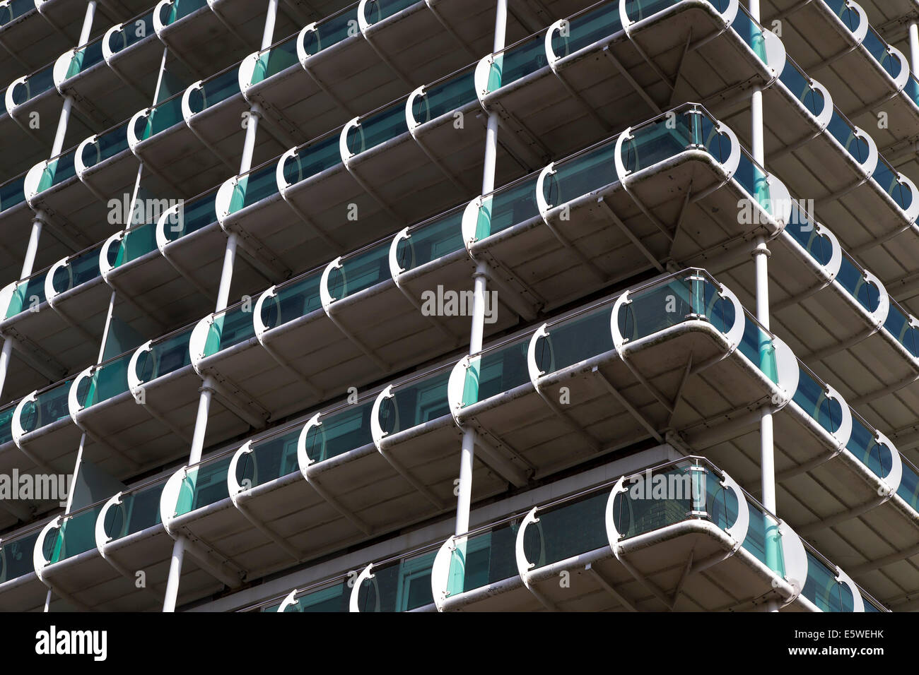 Tower Block with glass fronted verandas/walkways Stock Photo