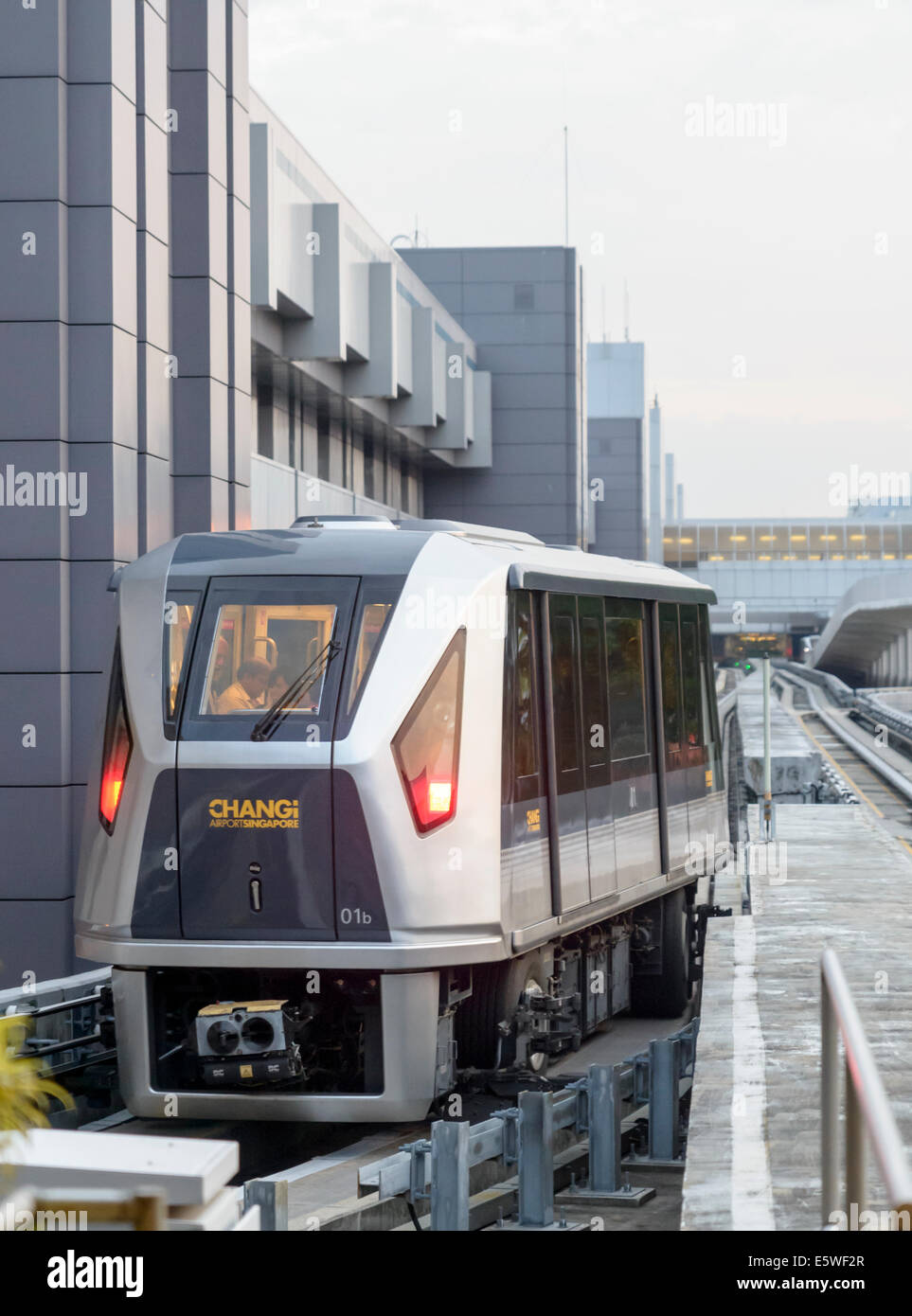 Driverless train, connecting the terminals of Changi Airport, Singapore Stock Photo