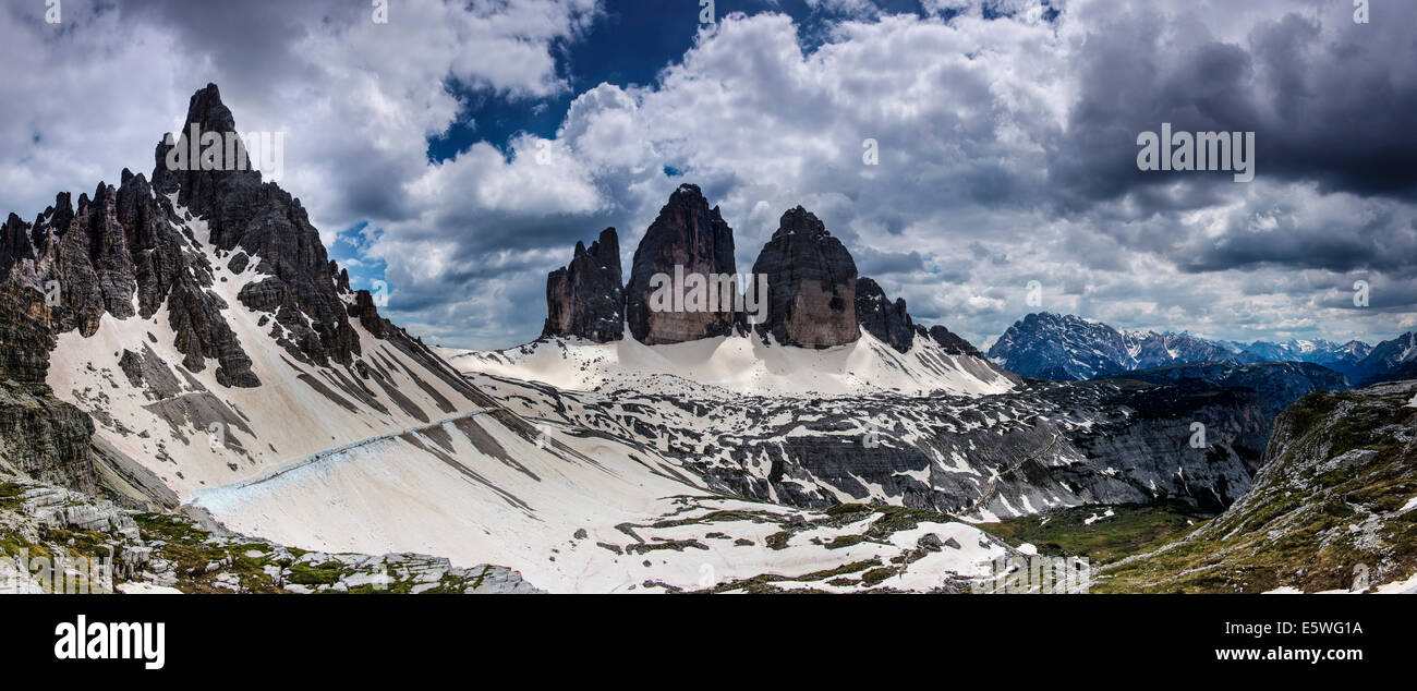 Tre Cime di Lavaredo, Dolomites, Sexten, South Tyrol, Trentino-Alto Adige, Italy Stock Photo