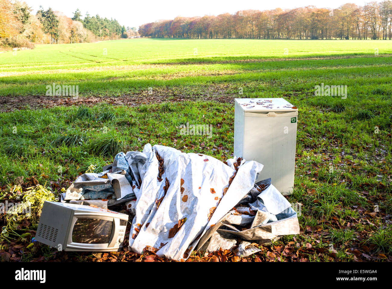 Fly-tipping in the countryside Stock Photo