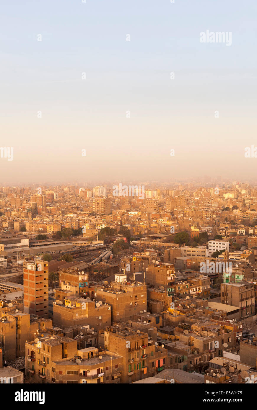 Roofs of slum buildings in downtown Cairo, Egypt Stock Photo