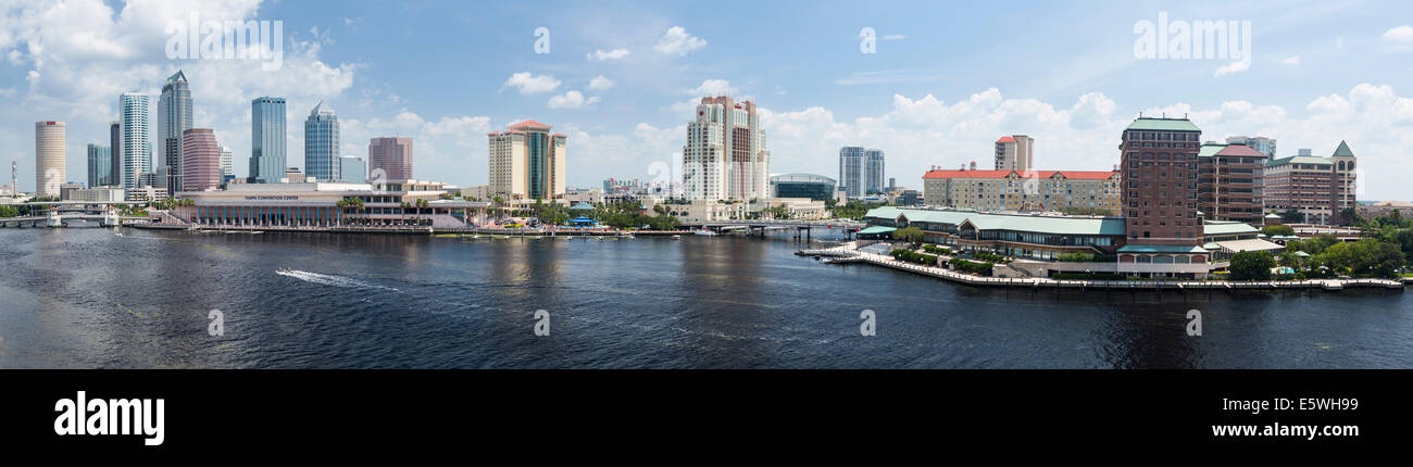 Tampa, Florida, USA with the Convention Center on the riverbank Stock Photo