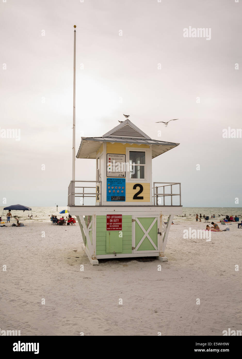 Lifeguard station on beach in Clearwater, Florida, USA near Tampa Stock Photo