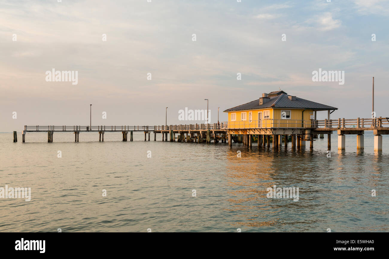 Pier on Fort de Soto island county park, Gulf of Mexico, Florida, USA Stock Photo