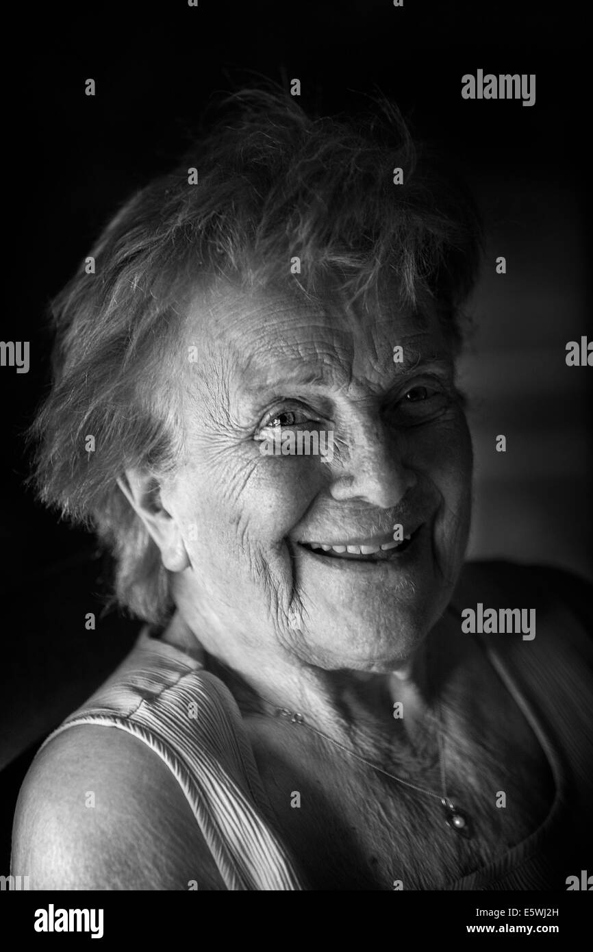 Elderly person indoors Stock Photo