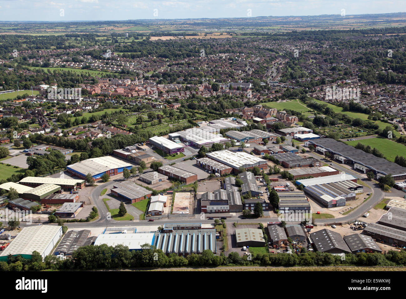 aerial view of Somers Road Industrial Estate in Rugby, UK Stock Photo