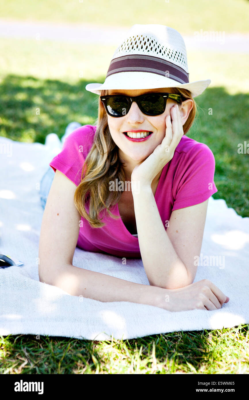 Relaxed woman outdoors hi-res stock photography and images - Alamy