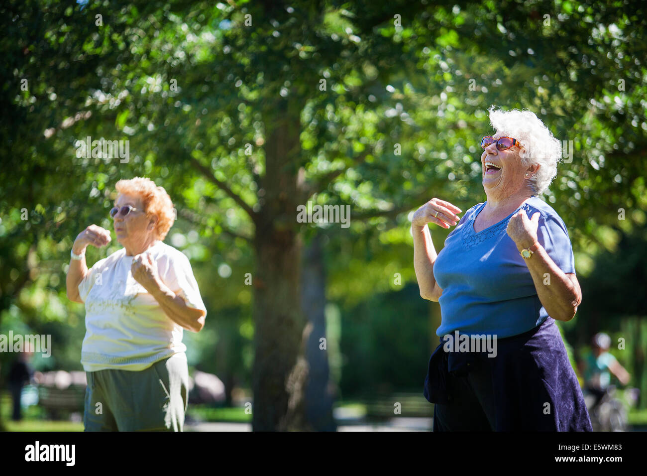 Elderly person practising a sport Stock Photo Alamy