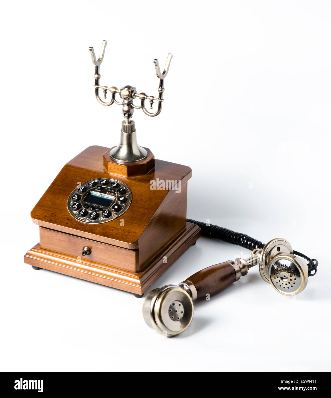 Vintage phone on wooden Cut Out Stock Images & Pictures Alamy