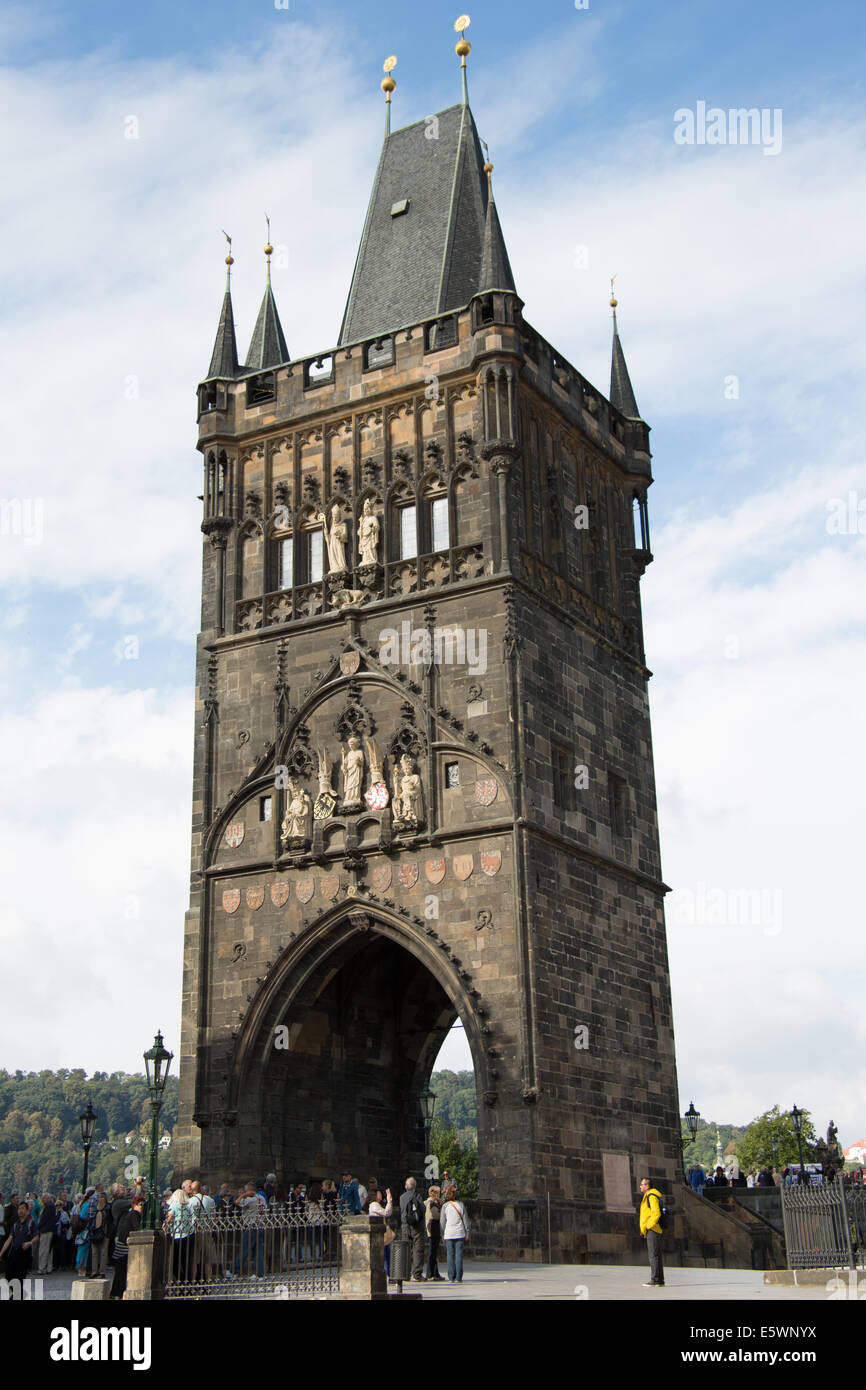 Charles Bridge tower Prague Czech Republic Stock Photo