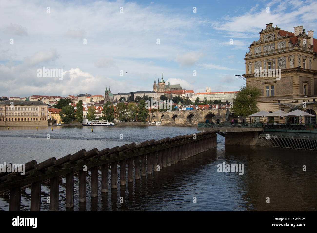 St Vitus cathedral and Prague castle and Charles Bridge and the Vitava river Prague Czech Republic Stock Photo
