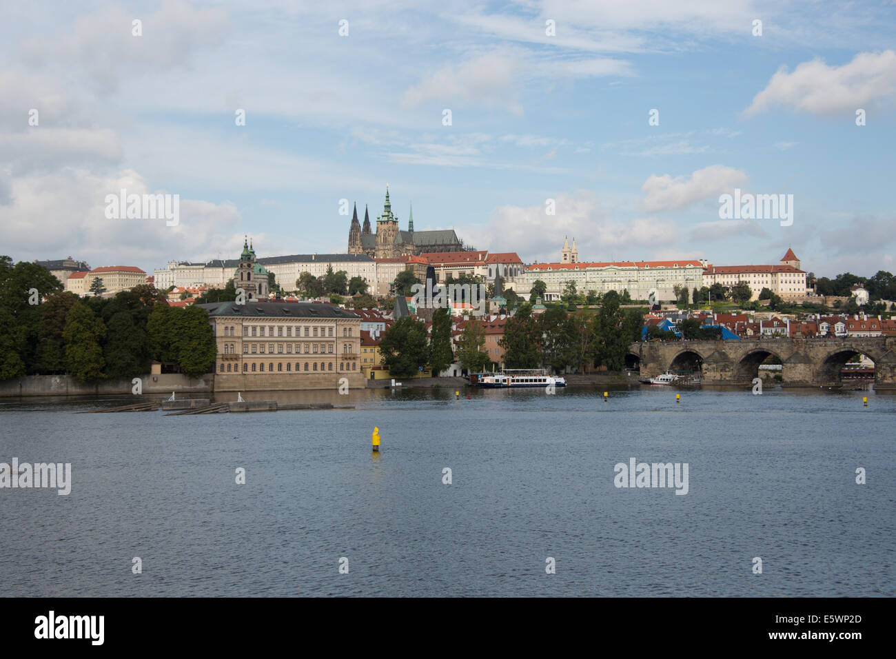St Vitus cathedral and Prague castle and Charles Bridge and the Vitava river Prague Czech Republic Stock Photo