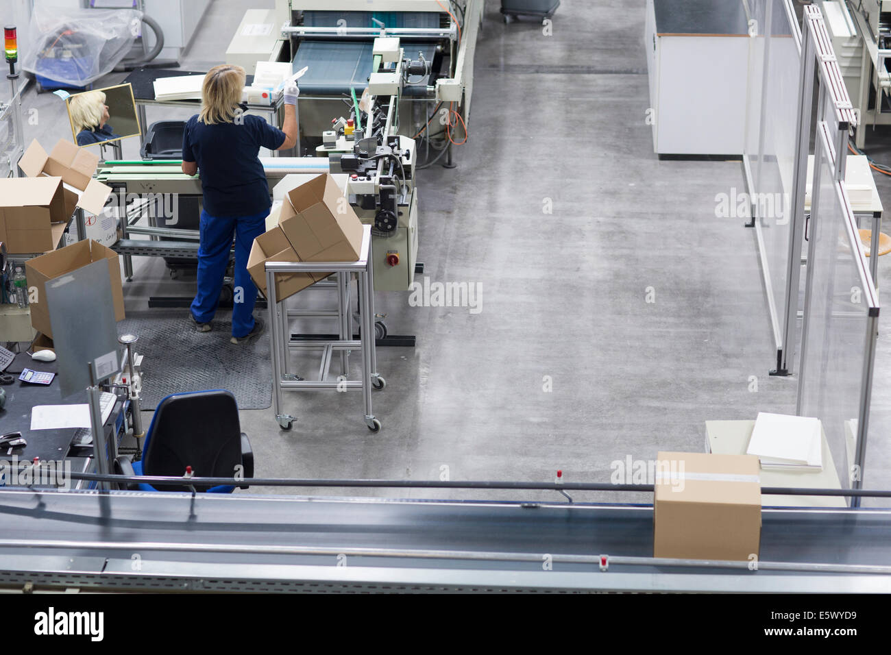 Mature woman working in paper packaging factory Stock Photo Alamy