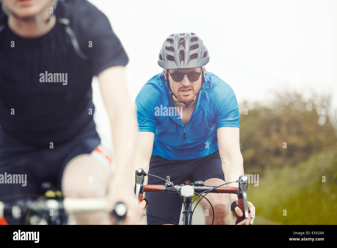 Cyclists on their bikes Stock Photo