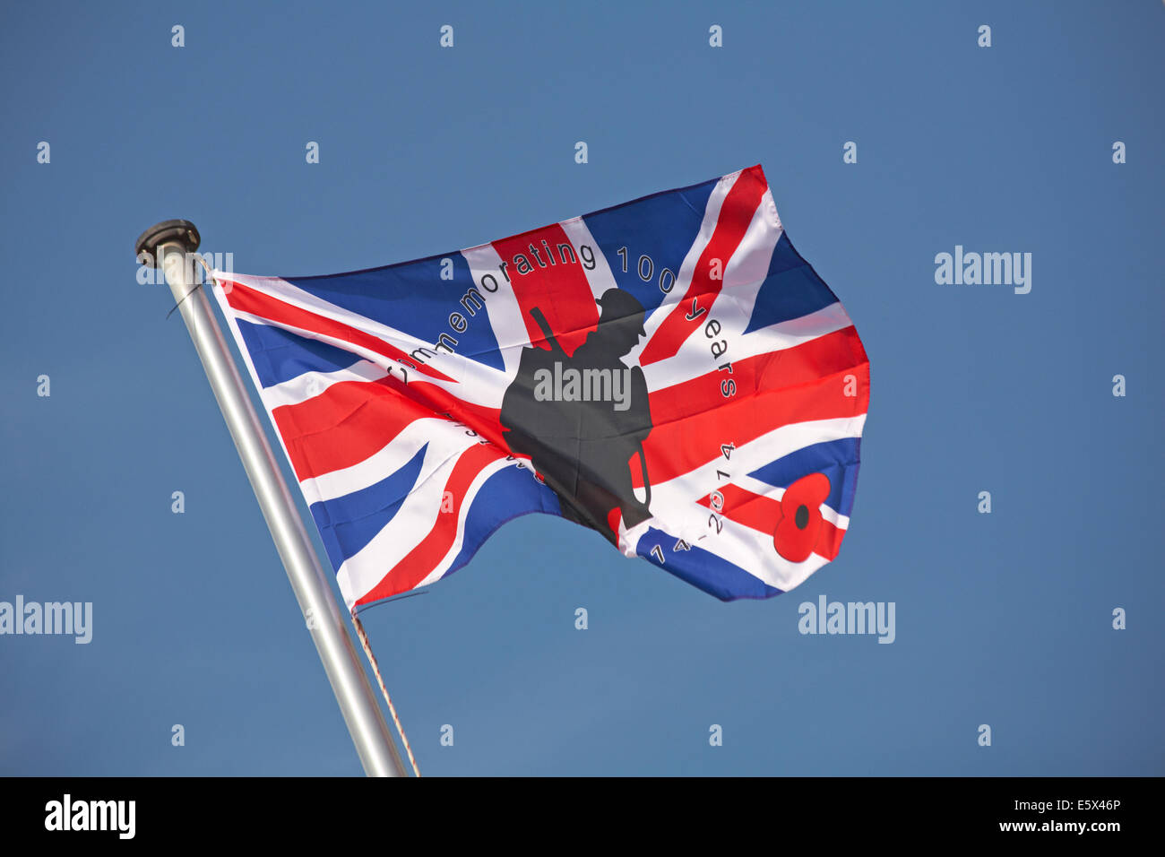 Special flags are flown in Bournemouth to mark the occasion of 100 years since the start of the First World War Stock Photo