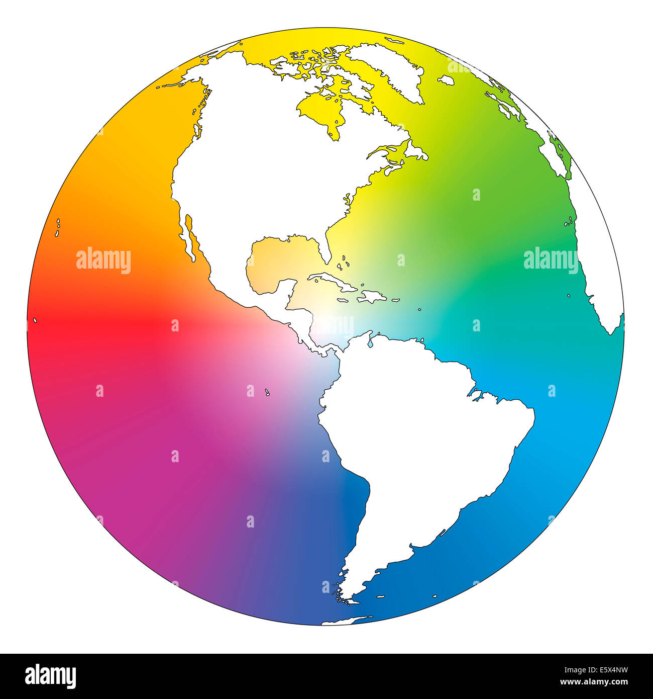 Rainbow color gradient planet earth. Stock Photo