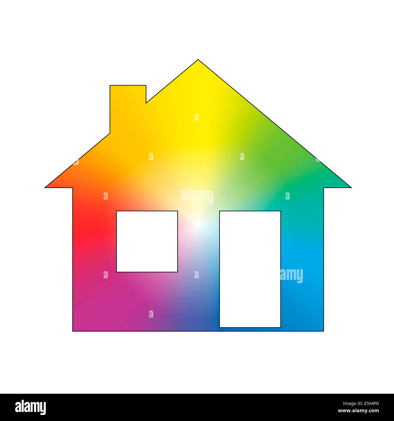 Rainbow color gradient house. Stock Photo