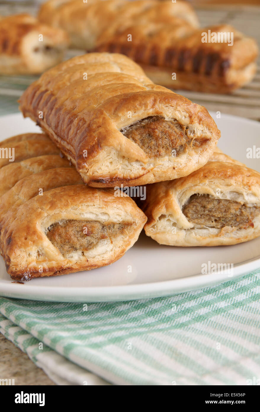 Freshly baked pork sausage rolls Stock Photo Alamy