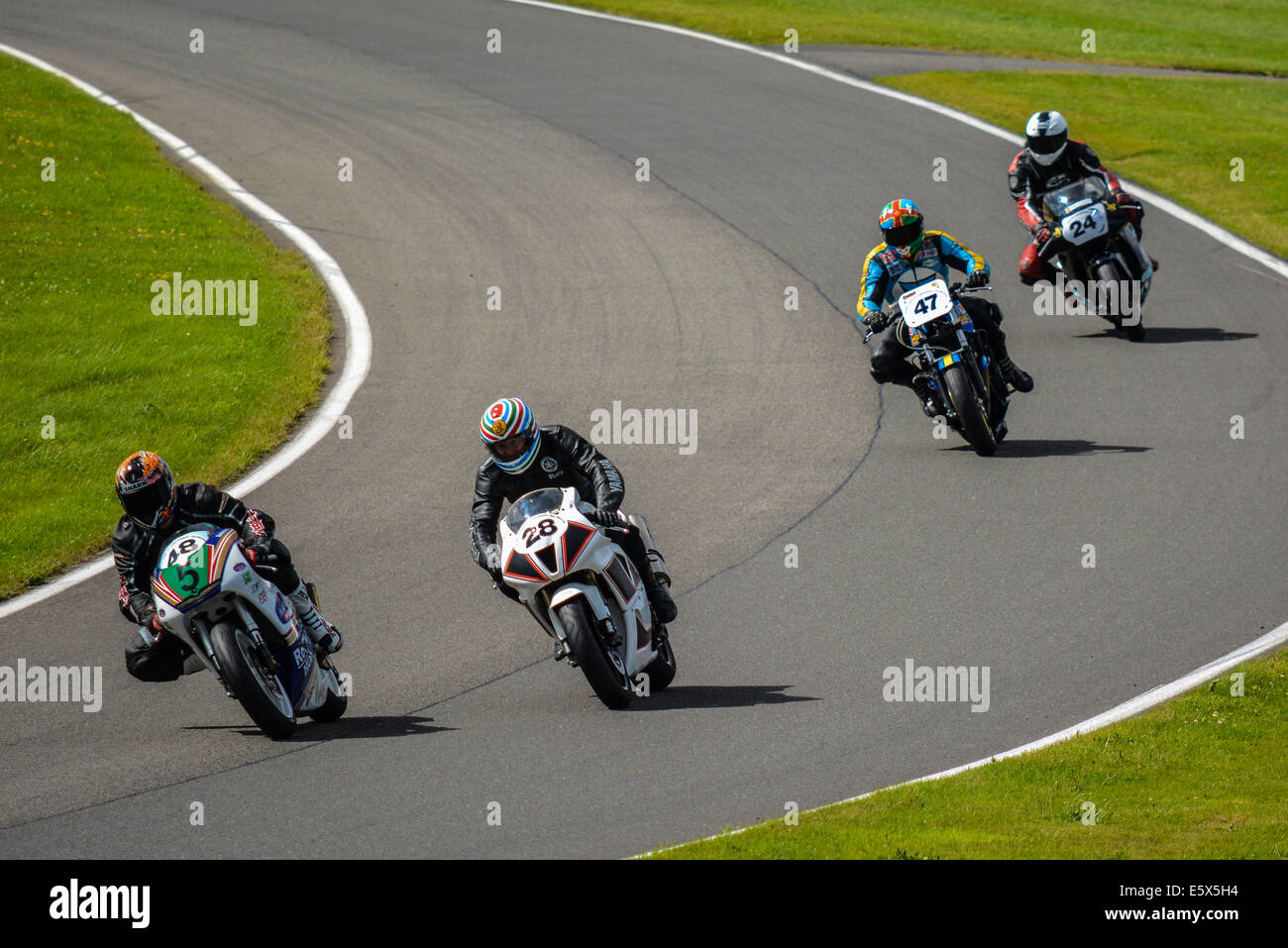 Motorbikes racing at Cadwell park Stock Photo