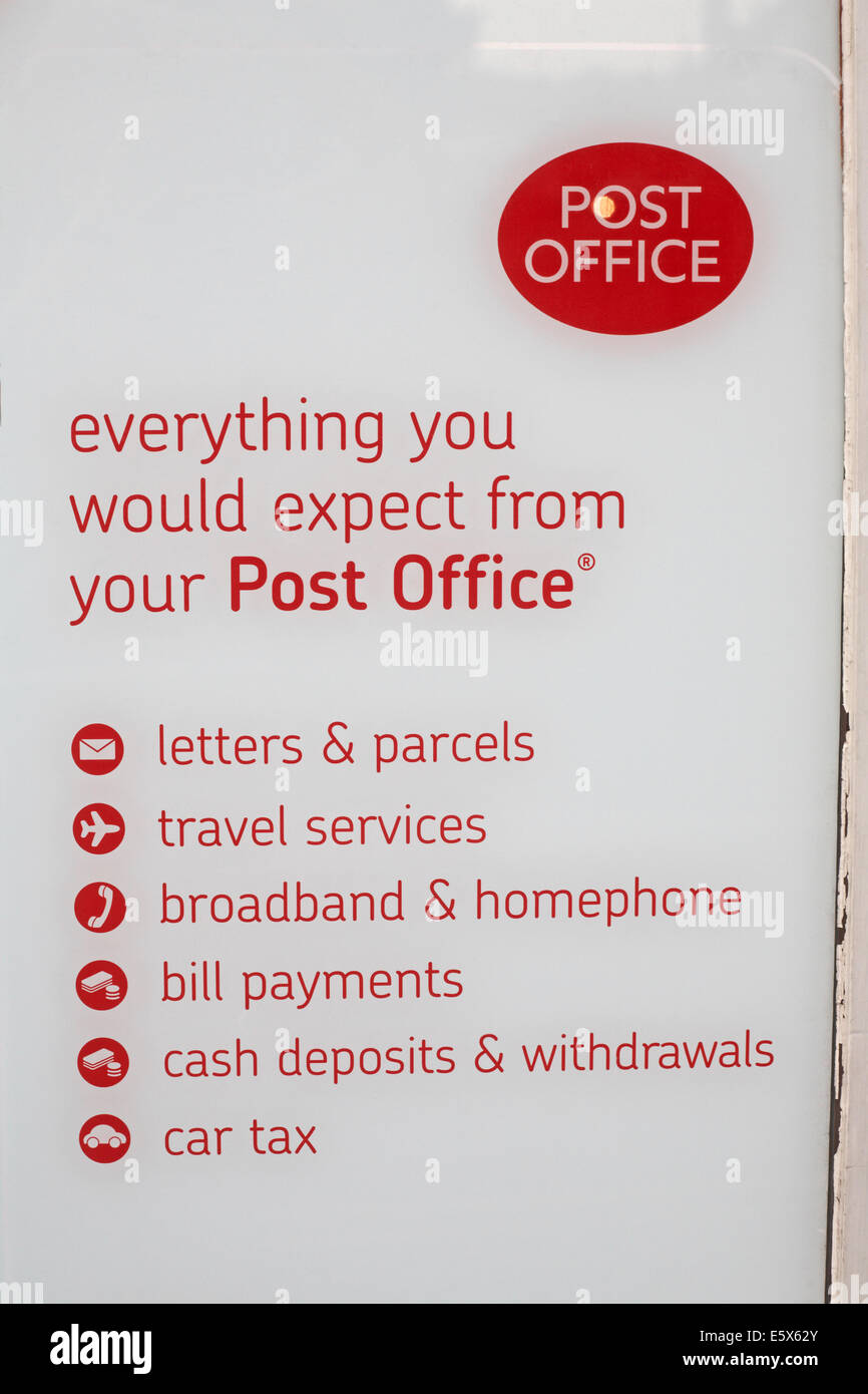 Post Office everything you would expect from your Post Office card Stock Photo