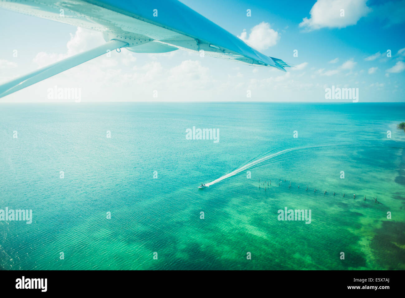 View of ocean from plane, San Pedro, Belize Stock Photo