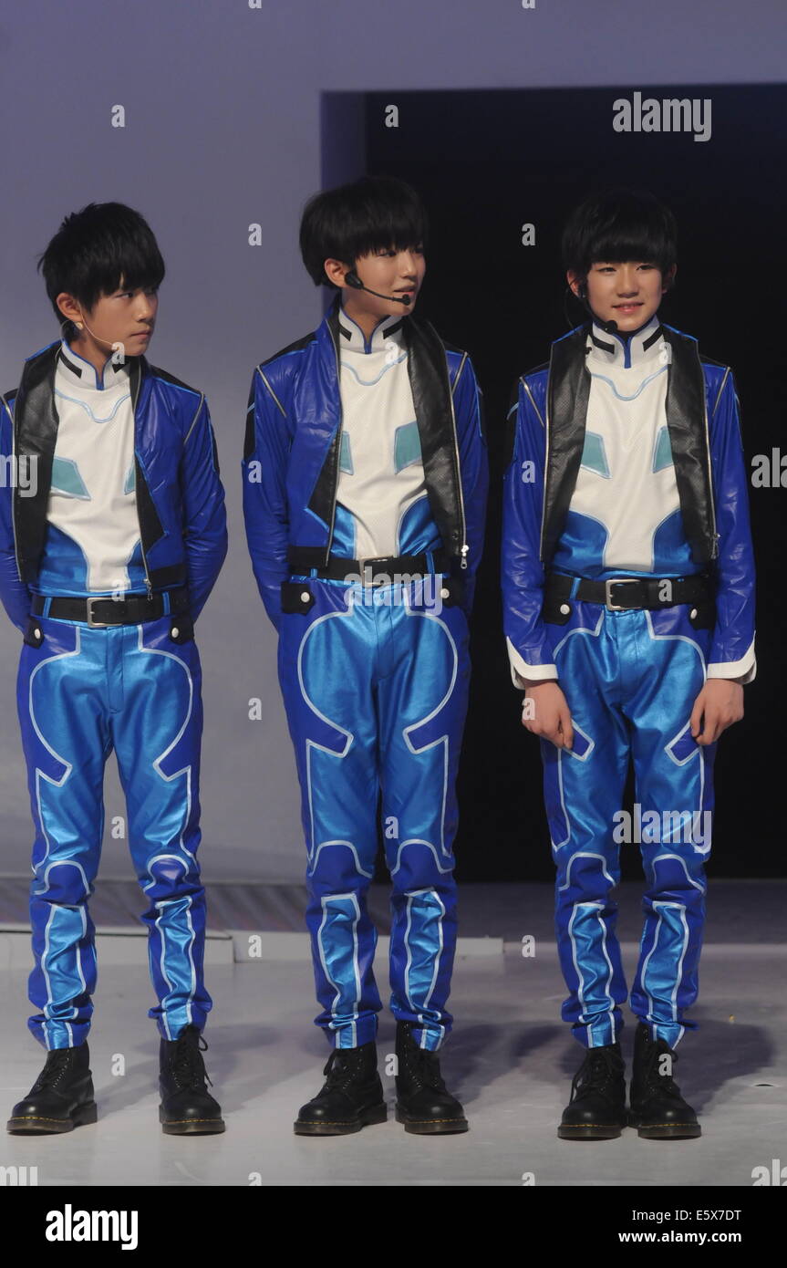 Chinese youngest boy group TFBOYS attend commercial activity in
