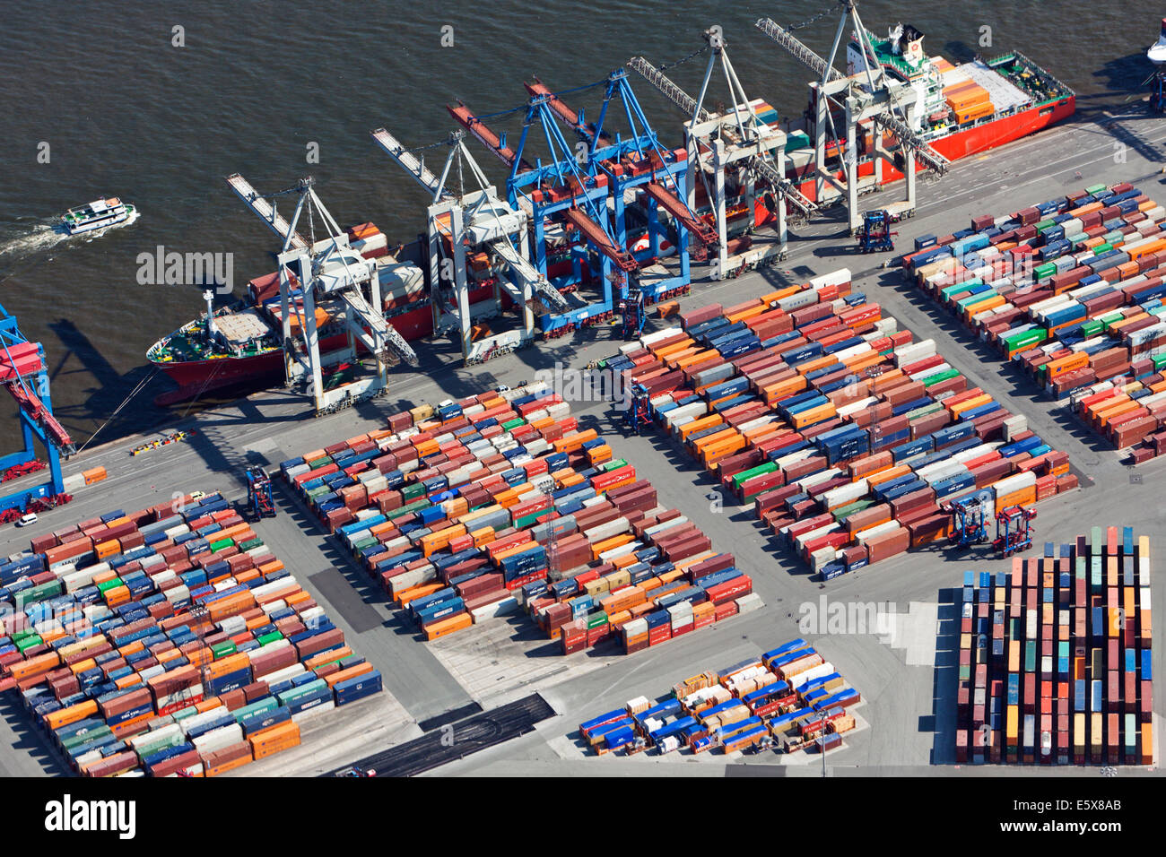 Aerial view of Burchardkai container terminal at the port of Hamburg Stock Photo