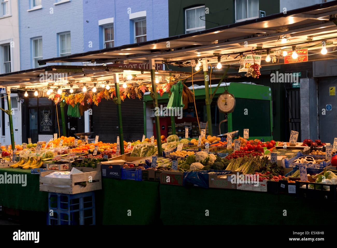 Fruit and vegetables stall, Portobello market Stock Photo Alamy