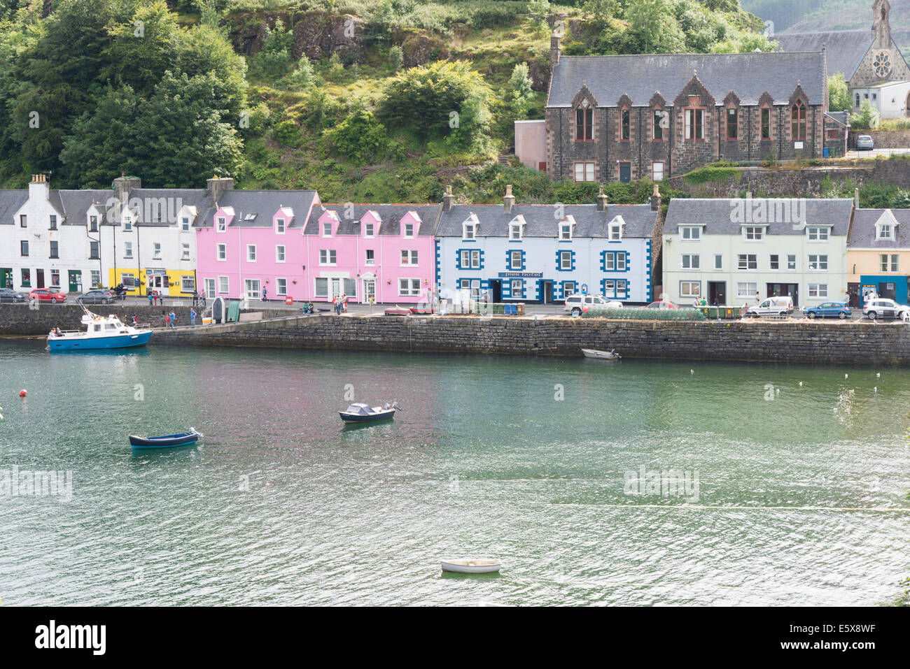 Colourful houses in Portree harbour Isle of Skye Scotland UK Stock