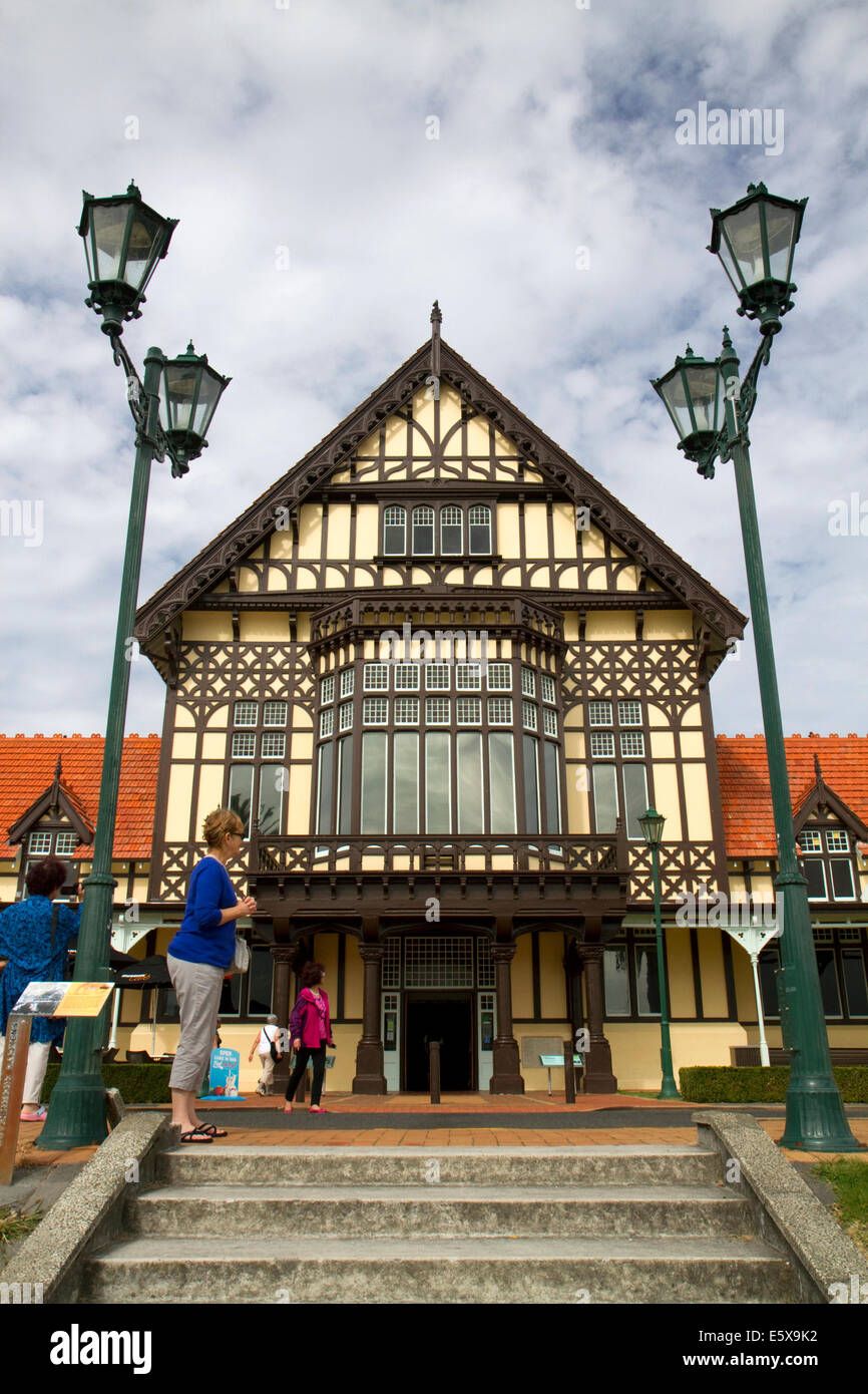 The Rotorua Museum of Art and History located in the Government Gardens in Rotorua, Bay of Plenty, North Island, New Zealand. Stock Photo