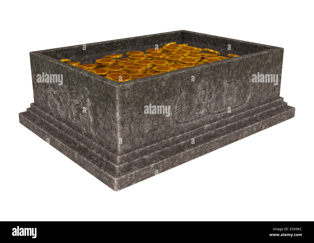 3D digital render of an open treasure chest isolated on white ...