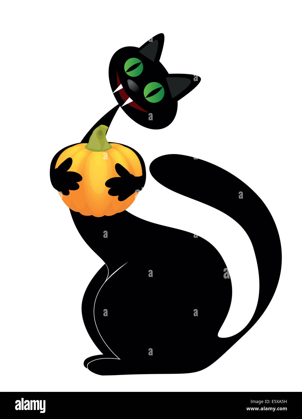 Black cat with Halloween pumpkin on white background Stock Photo - Alamy
