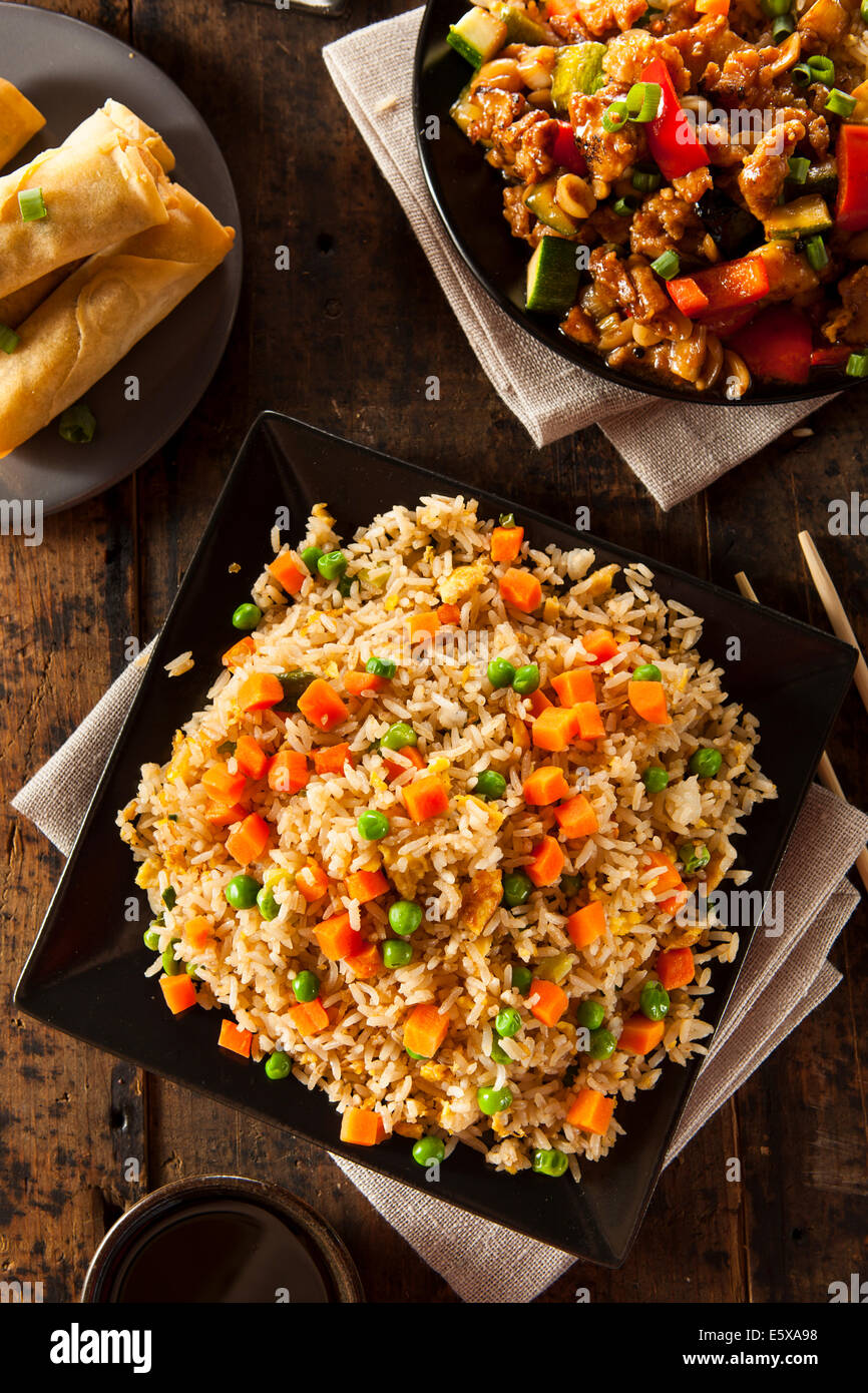 Healthy Homemade Fried Rice with Carrots and Peas Stock Photo Alamy