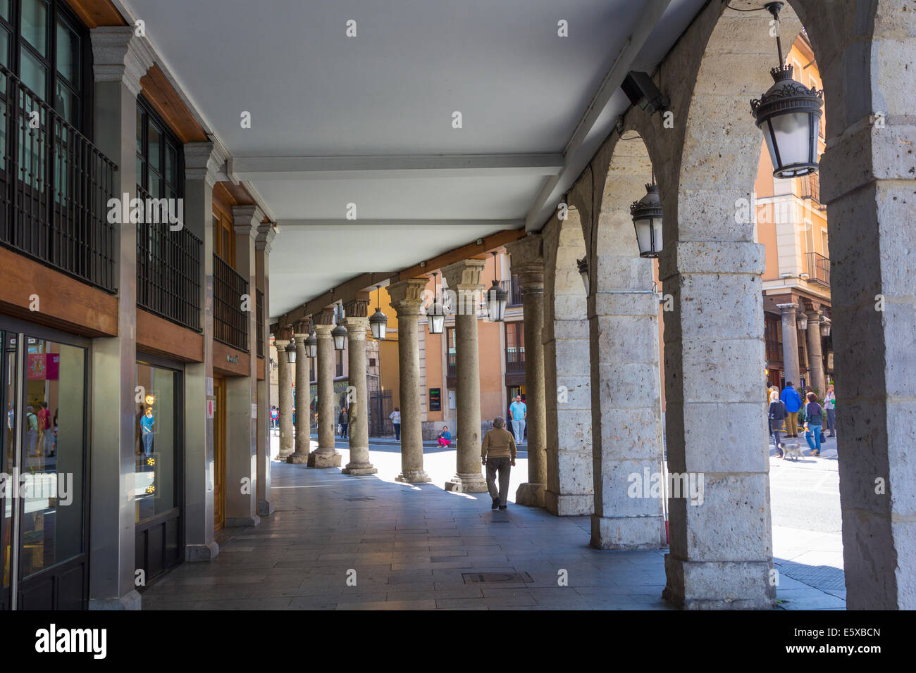 arcades in the streets of the old town in Palencia, Spain Stock Photo