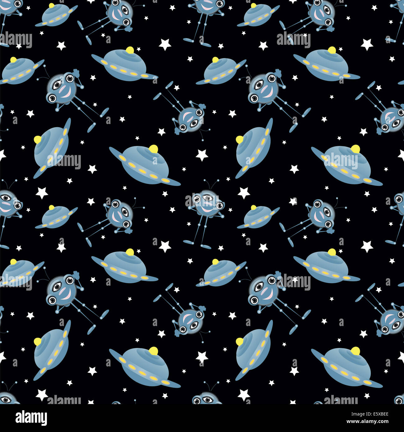 Cartoon space seamless background with many alient Stock Photo - Alamy