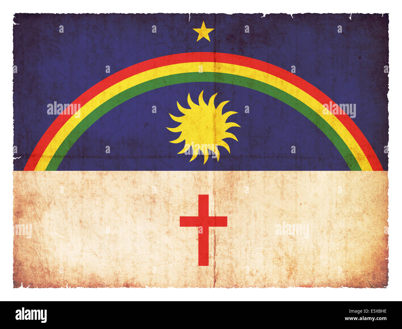 Flag of the Brazilian state Pernambuco created in grunge style Stock