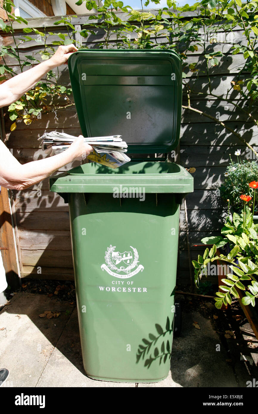 Recycling paper bin Worcester Worcestershire England UK Stock Photo Alamy