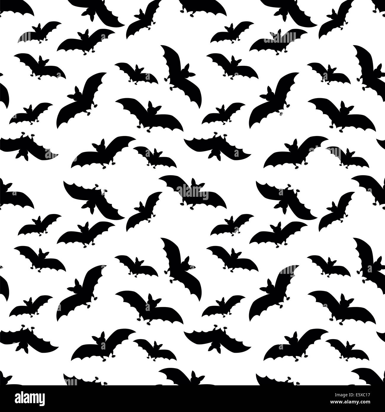 seamless pattern with black bats on white background Stock Photo - Alamy