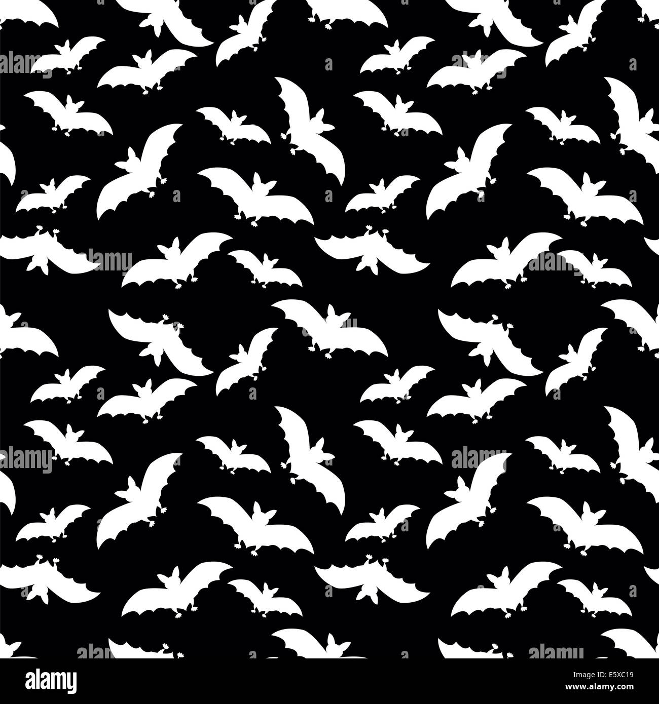 seamless pattern with white bats on black background Stock Photo - Alamy