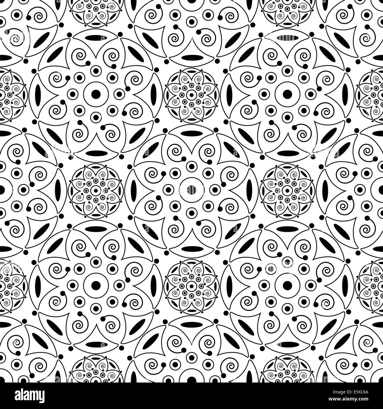 abstract black seamless pattern on white background Stock Photo