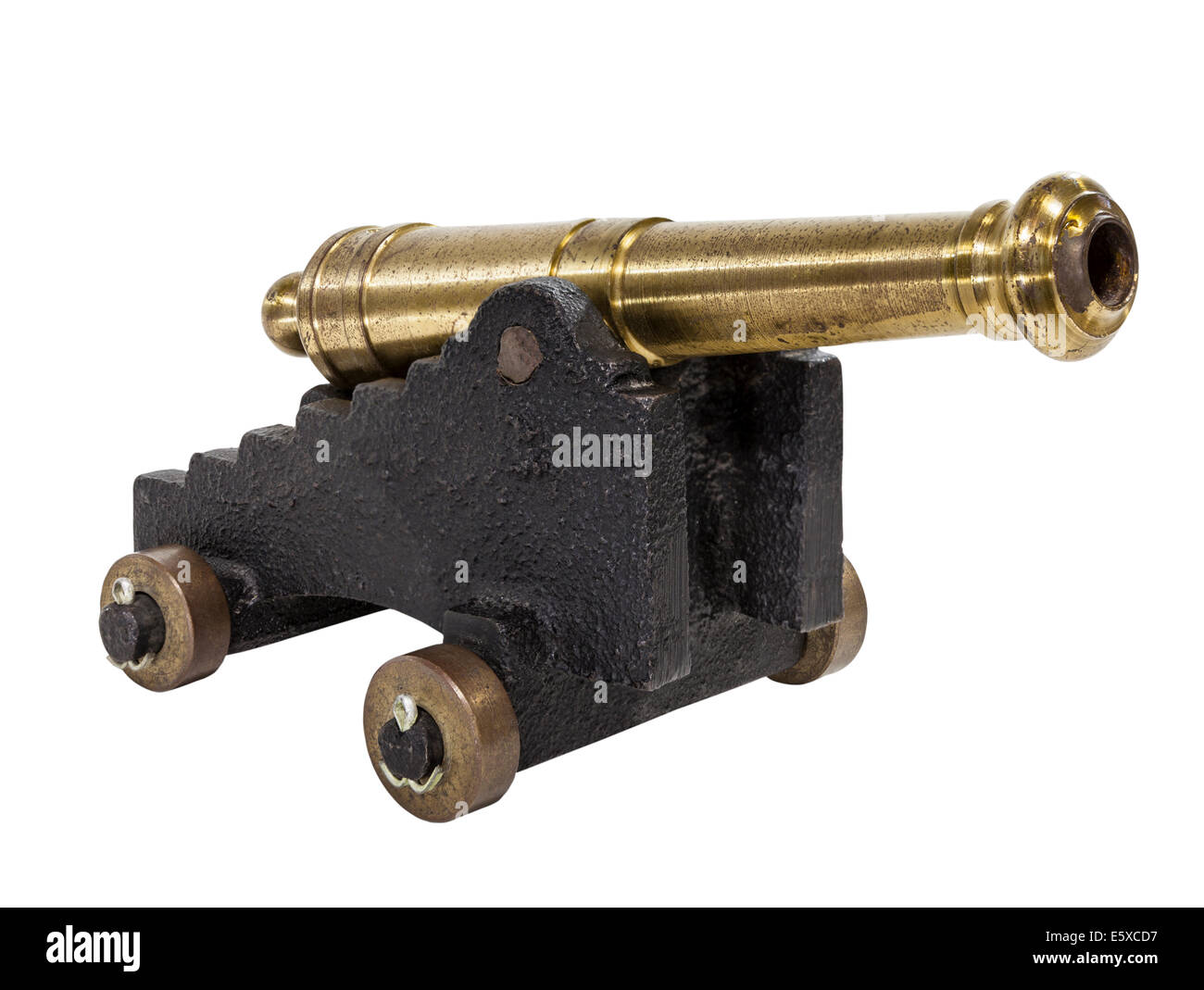 Antique toy cannon isolated with clipping path. Stock Photo