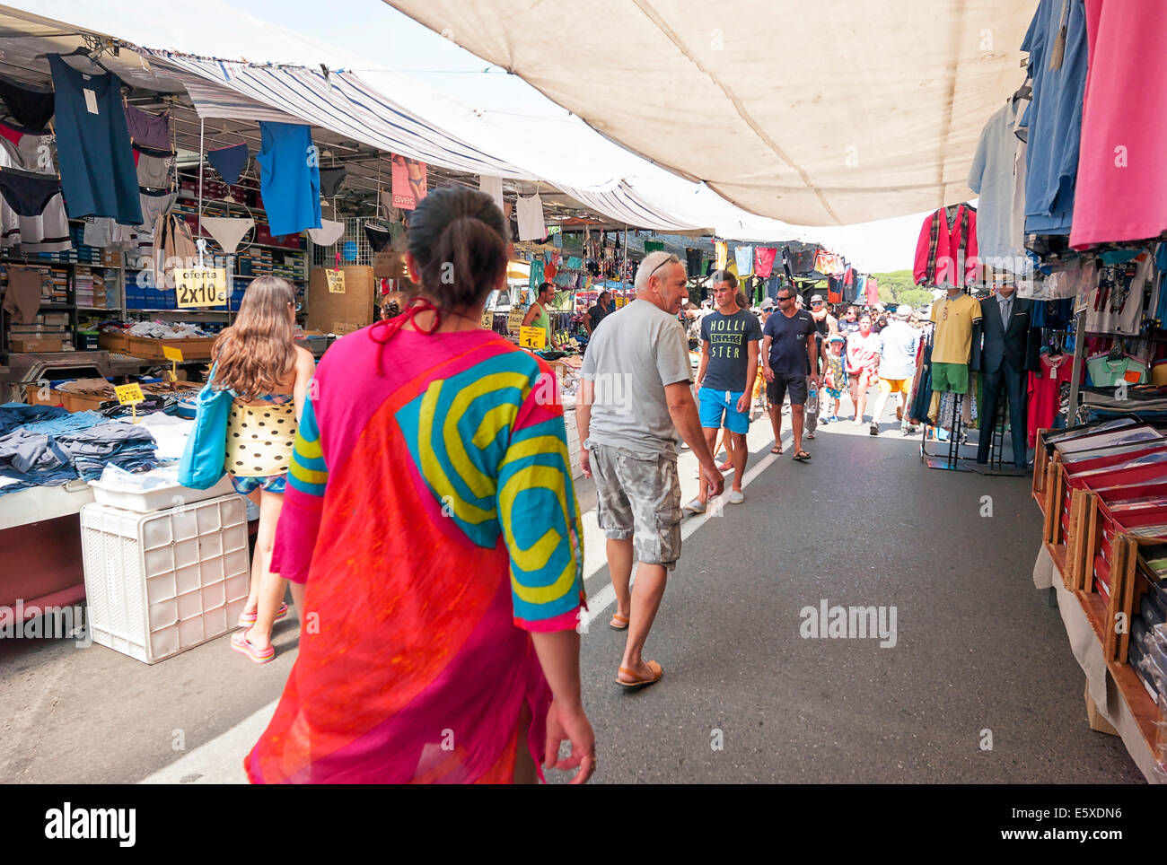 -Public Markets in the Streets- Cambrils Village, Catalonia (Spain). Stock Photo