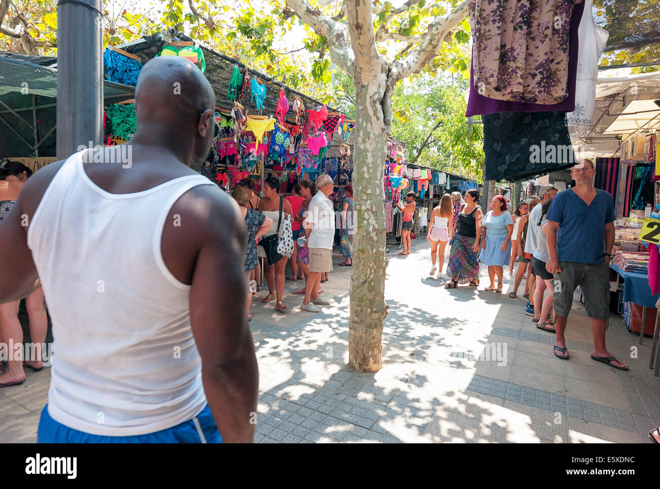 -Public Markets in the Streets- Cambrils Village, Catalonia (Spain). Stock Photo