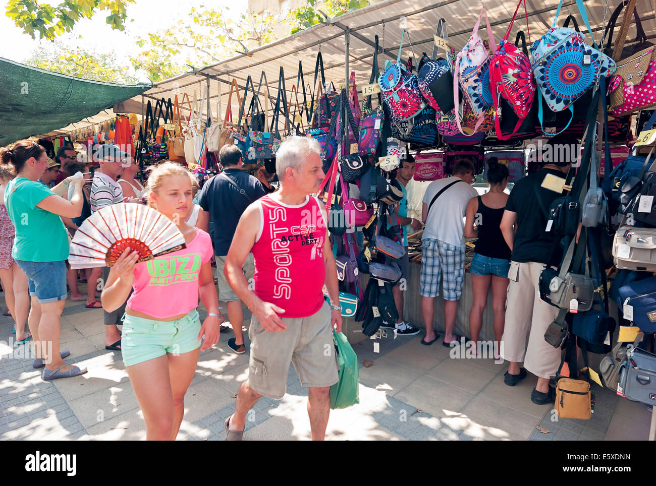 -Public Markets in the Streets- Cambrils Village, Catalonia (Spain). Stock Photo