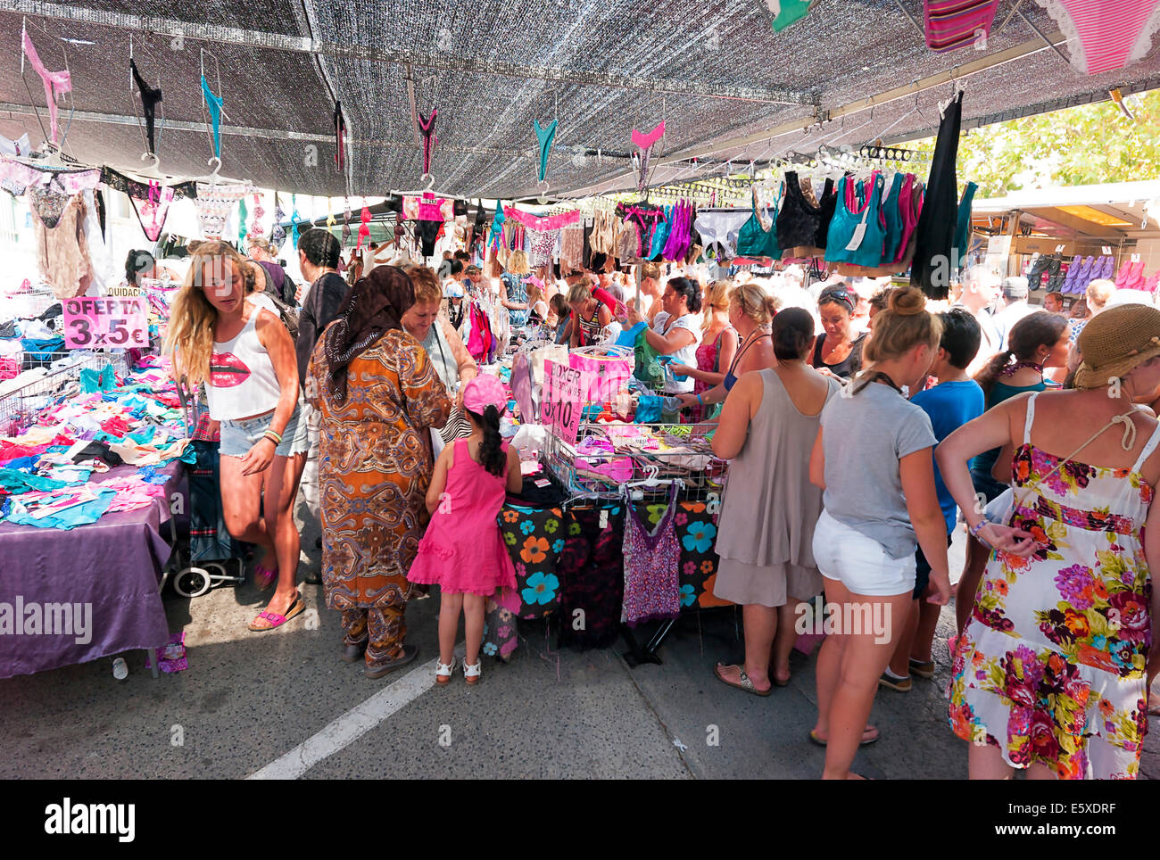 -Public Markets in the Streets- Cambrils Village, Catalonia (Spain). Stock Photo