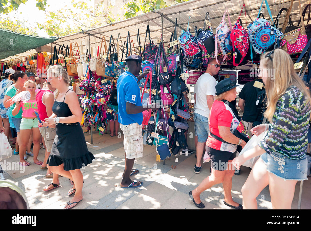 -Public Markets in the Streets- Cambrils Village, Catalonia (Spain). Stock Photo