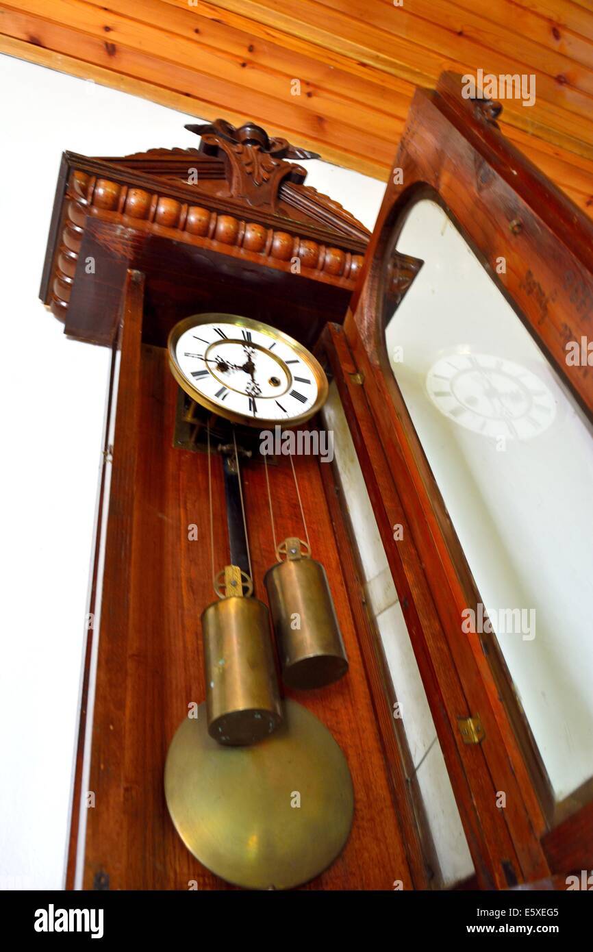Antique manual wall clock Stock Photo - Alamy